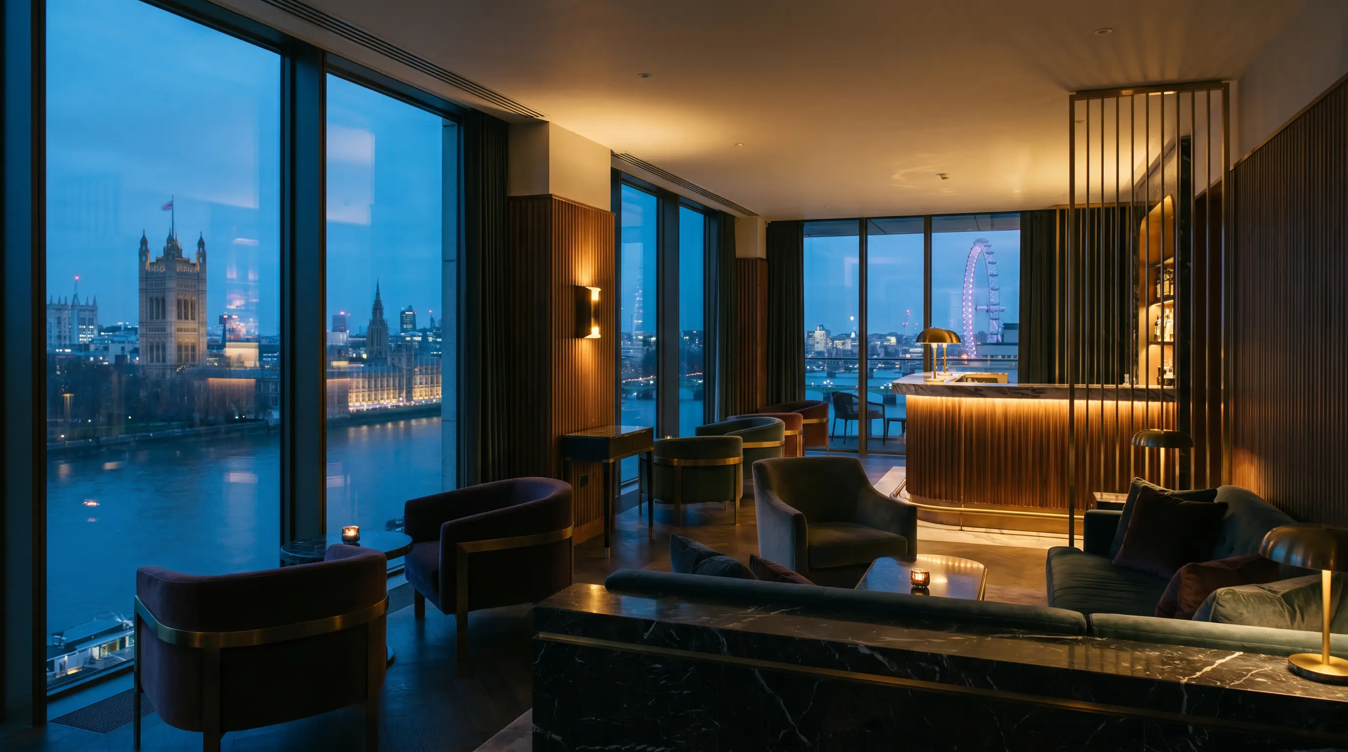 The Skyline Club Lounge at twilight